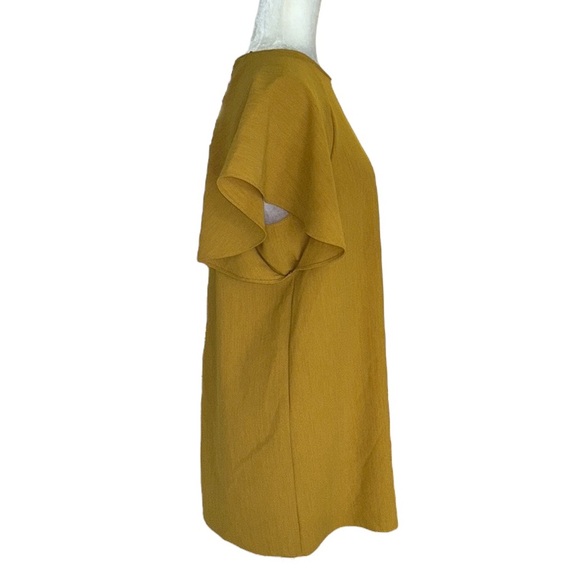 Zara Mustard Yellow Flutter Sleeve Shift Mini Dress - S - Picture 4 of 8